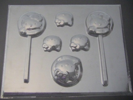 294sp Bye Bye Kitty Face Chocolate or Hard Candy Lollipop Mold